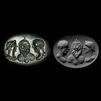 Large Post-Classical Eastern Bloodstone Gemstone with Three Busts