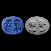 Post-Classical Lapis-Coloured Gem with Facing Busts