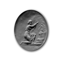 Neoclassical Tinted Green Agate Gemstone with a Votive Scene