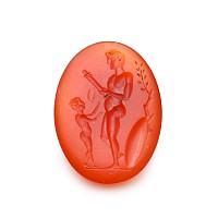 Neoclassical Carnelian Gemstone with Warrior and Putto