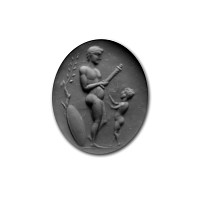 Neoclassical Carnelian Gemstone with Warrior and Putto