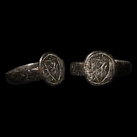 Medieval Bronze Ring with Heraldic Shield
