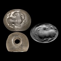 Sasanian Domed Rock Crystal Stamp Seal with Deer