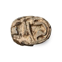 Egyptian Steatite Scarab with Lion and Stag