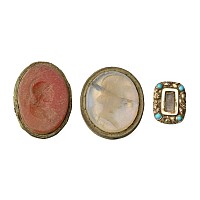 Post Medieval Gold and Bronze Framed Artefact Group