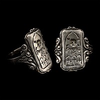 Silver Memento Mori Ring with Skull and Crossed Bones