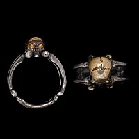 Victorian Silver Memento Mori Ring with Skull and Crosses Bones