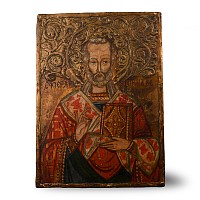 Painted Wooden Icon of Saint Nicholas