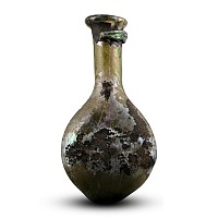 Roman Iridescent Green Glass Flask