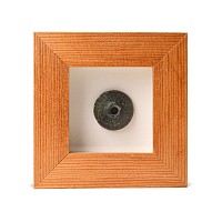 Framed Roman Black Stone Spindle Whorl