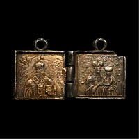 Russian Orthodox Pewter Travelling Icon