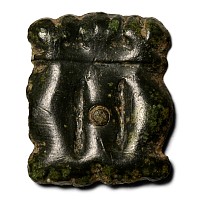 Medieval Bronze Belt Mount with 'M' for Maria