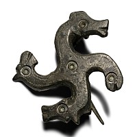 Roman Bronze Horse Head Whorl Plate Brooch
