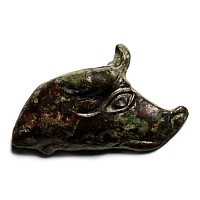 Roman Bronze Dog's Head Inlay