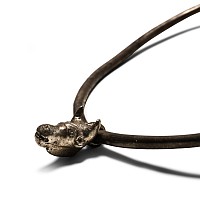 Roman Silver Neck Torc with Bull's Head Pendant