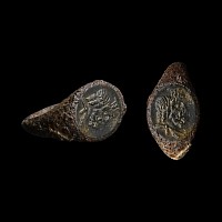Roman Iron Ring with Bronze Plate with Serapis