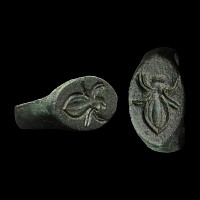 Greek Bronze Ring with Insect