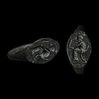 Greek Bronze Ring with Musician