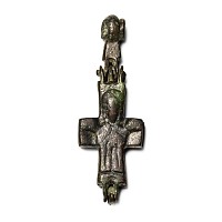 Byzantine Bronze Reliquary Cross Pendant