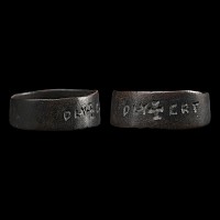 Medieval Bronze Ring with Cross and Inscription
