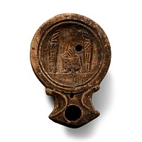 Roman Terracotta Oil Lamp with Fire Altar
