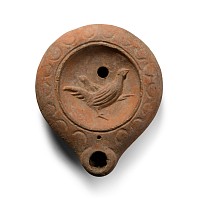 Roman Terracotta Oil Lamp with Cockerel