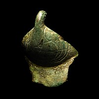 Anglo-Saxon Bronze Bowl Mount in the Shape of a Bird