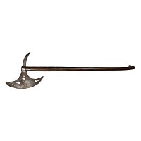Post Medieval Iron Poleaxe with Wooden Handle