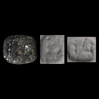 Western Asiatic Black Stone Stamp Seal with Horseman