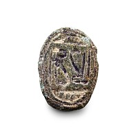 Phoenician Faience Scaraboid with Patterns
