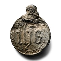 Medieval Lead Pilgrim's Pendant of Saint Margaret Slaying the Dragon