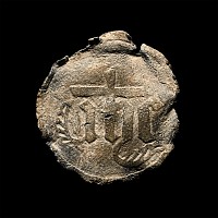 Medieval Pewter Pilgrim's Mount with Christogram