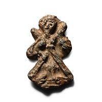 Medieval Lead Mount with X Behind Saint Andrew