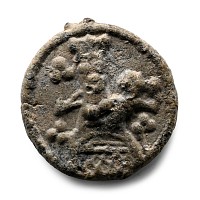 Medieval Pewter Pilgrim's Pendant with Mary and Calvary Scene