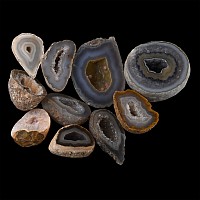 Ten [10] Mixed Cut and Polished Agate Geode Half Group