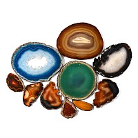 Ten [10] Mixed Cut and Polished Agate Geode Slices From Brazil