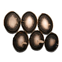 Set of Six [6] Cut, Polished and Felt-Backed Agate Coasters