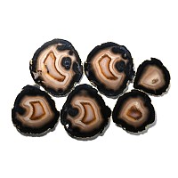 Large Polished and Felt-Backed Agate Coaster Set of Six [6]
