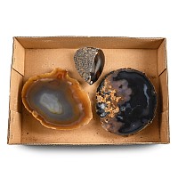 Collection of Three [3] Cut and Polished Agate Geode Ends