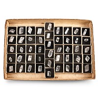 Group of Forty-Six [46] Boxed and Mounted Calcite Rhomb Mineral Specimens