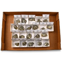 Group of Twenty One [21] Boxed Mexican Pyrite 'Fool's Gold' Crystal Specimens