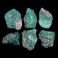 Group of Six [6] Congo Natural Malachite Cut Slabs