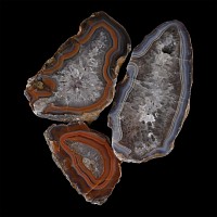Collection of Three [3] Cut and Polished Malawi Agate Geode Halves