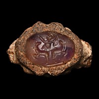 Roman Iron Ring Bezel with Master of Beasts Gemstone