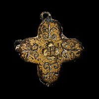 Byzantine Gilt Bronze Decorated Cross Applique