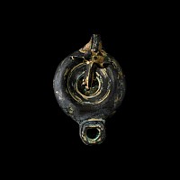 Roman Bronze Oil Lamp with Horse-Head Handle