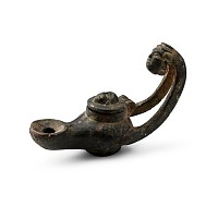Roman Bronze Oil Lamp with Masks
