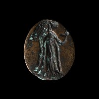 Greek Bronze Signet Ring Bezel with Goddess