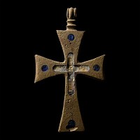 Post Medieval Inlaid Bronze Cross Pendant