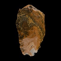 Large Stone Age Acheulean Knapped Flint Handaxe with Attractive Orange Patina